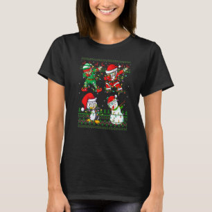 T-shirt Dabbing Père Noël Elf Friends Xmas Lights Noël lai