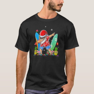 T-shirt Dabbing Père Noël Hawaiian Xmas Surfing Surfing No