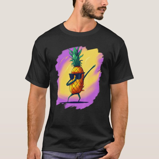 T-shirt Dabbing Pineapple Aloha Sunglasses Beach Dance Haw (Devant)