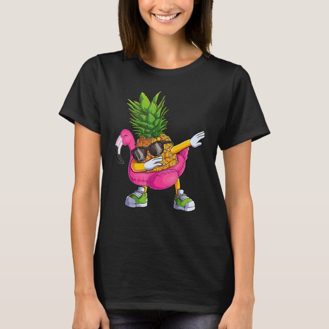 T-shirt Dabbing Pineapple Flamingo Tropical aloha Beach Ha (Devant)