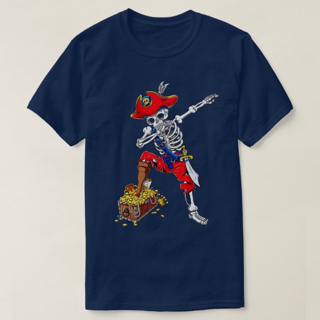T-shirt Dabbing Pirate Skeleton Dab Kids Halloween Costume (Design devant)