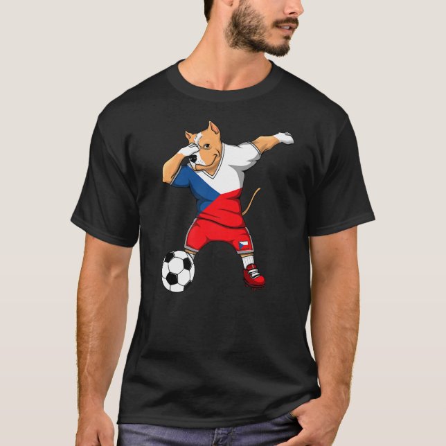 T-shirt Dabbing Pitbull République tchèque Fans de footbal (Devant)