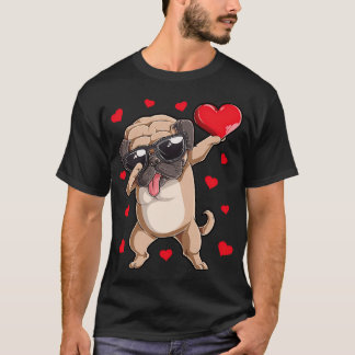 T-shirt Dabbing Pug Saint-Valentin Valentin Amoureux de Ch