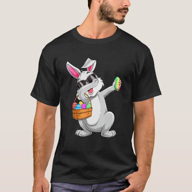 T-shirt Dabbing Rabbit Jour de Pâques Oeufs Chasse Panier  (Devant)