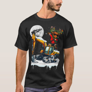 T-shirt Dabbing Reindeer On Excavator Truck Christmas Driv