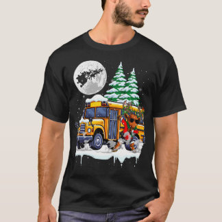 T-shirt Dabbing Reindeer On School Bus Christmas Driver Lo