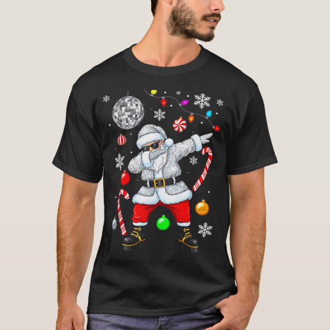 T-shirt Dabbing Santa Christmas Disco Retro 70s 80s Vibes  (Devant)