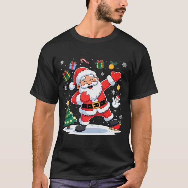 T-shirt Dabbing Santa Claus Christmas Holiday Boys Kids Da (Devant)