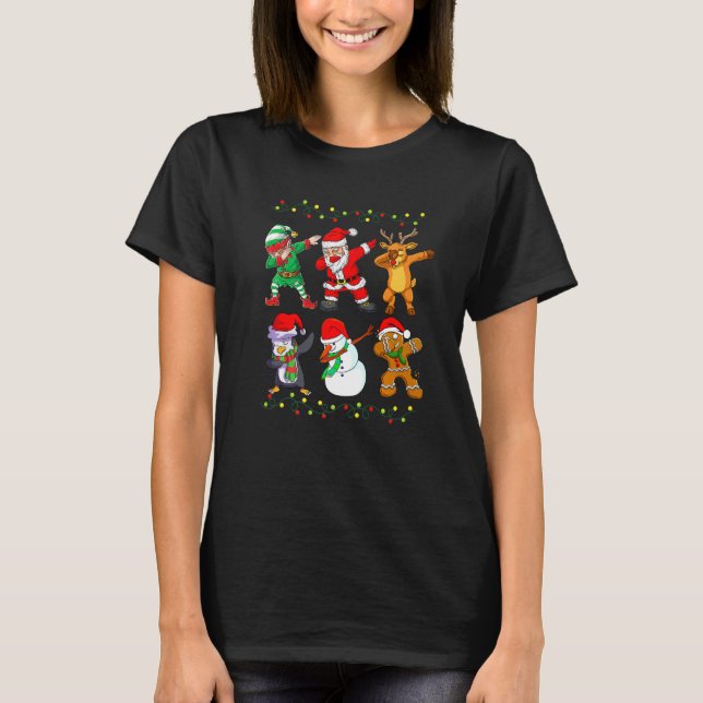 T-shirt Dabbing Santa Elf Friends Christmas Boys Girls Men (Devant)