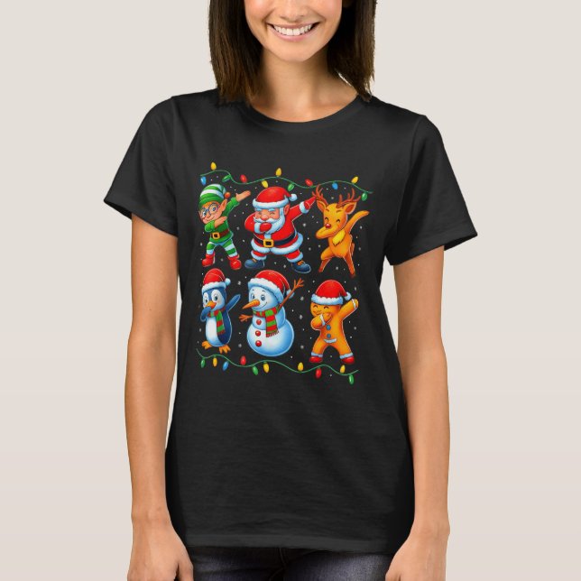 T-shirt Dabbing Santa Elf Friends Christmas Boys Girls Men (Devant)