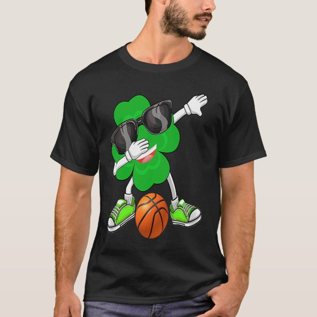 T-shirt Dabbing Shamrock & Basketball St Patrick's Da (Devant)