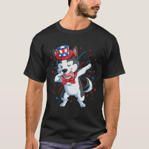 T-shirt Dabbing Siberian Husky 4 juillet Garçons Enfants A