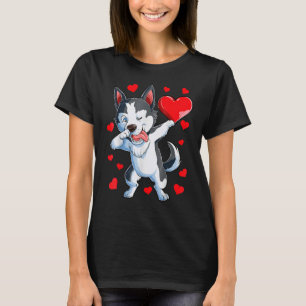 T-shirt Dabbing Siberian Husky Heart Valentines Day Boys L