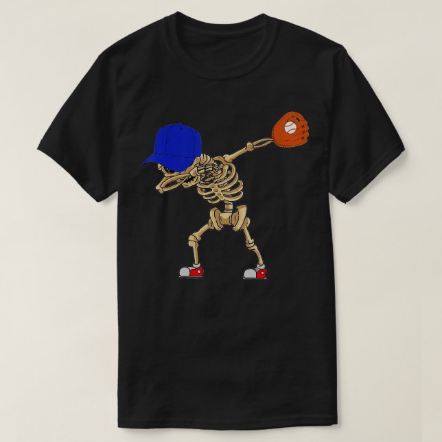 T-shirt Dabbing Skeleton Baseball Funny Halloween Garçons  (Design devant)