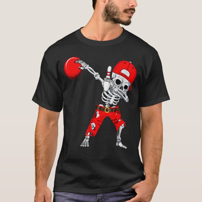 T-shirt Dabbing Skeleton Bowling Ball Halloween Garçons En (Devant)