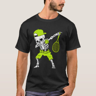 T-shirt Dabbing Skeleton Drôle Tennis Halloween Sport Joue