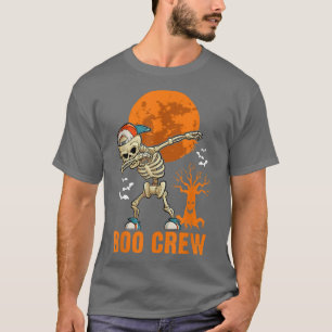 T-shirt Dabbing Skeleton, Halloween, Orange Moon, Boo Crew