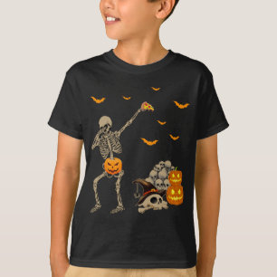 T-shirt Dabbing Skeleton Manger Pizza Effrayant Citrouille