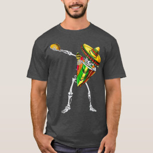 T-shirt Dabbing Skeleton Meican Poncho Cinco De Mayo Sombr