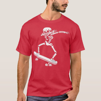 T-shirt Dabbing Skeleton Skateboard Costume drôle Hallowee
