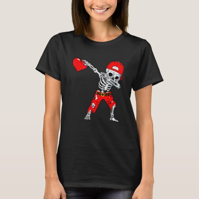 T-shirt Dabbing Skeleton With Heart Love Valentine's Day B (Devant)