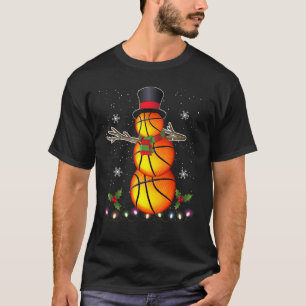 T-shirt Dabbing Snowman Basketball lumières de Noël Dabbin