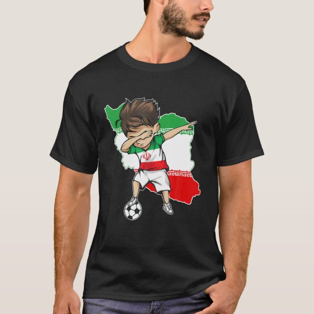 T-shirt Dabbing Soccer Boy Iran Jersey - Iran Map Flag (Devant)