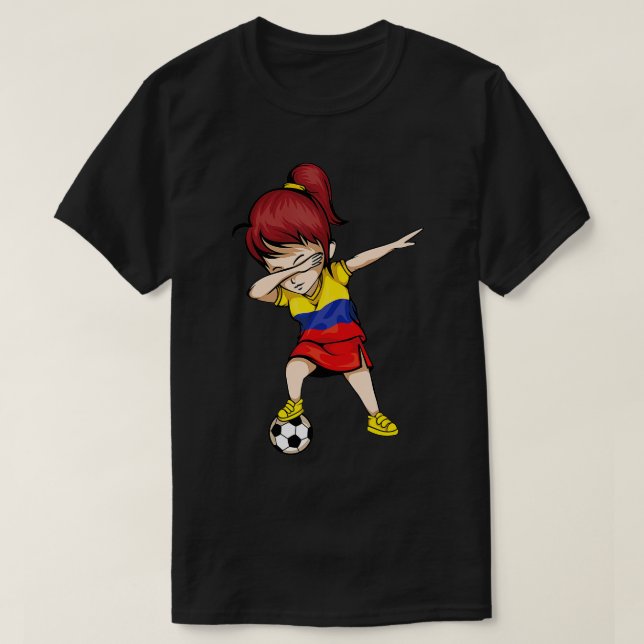 T-shirt Dabbing Soccer Girl Colombia Jersey Colombien Foo (Design devant)