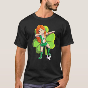 T-shirt Dabbing Soccer Girl Jour de la Saint Patrick Enfan