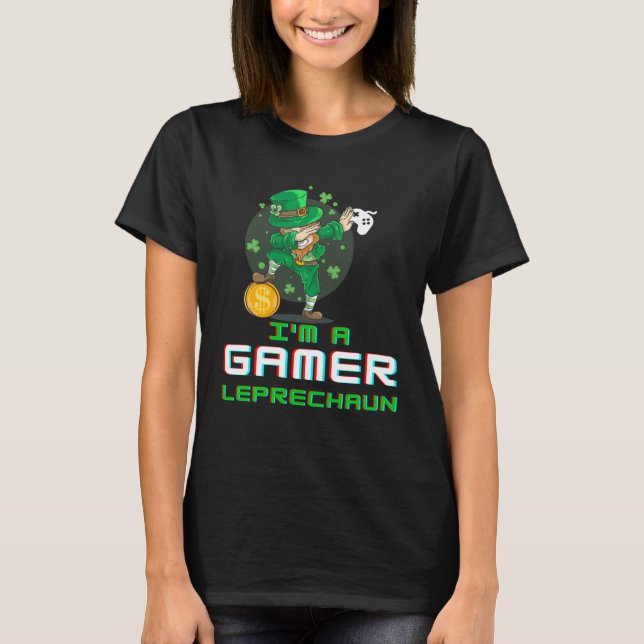 T-shirt Dabbing St Paddy's Day Video Gaming Leprechaun Gre (Devant)