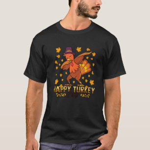 T-shirt Dabbing Turkey Thanksgiving Happy Turkey Day boys