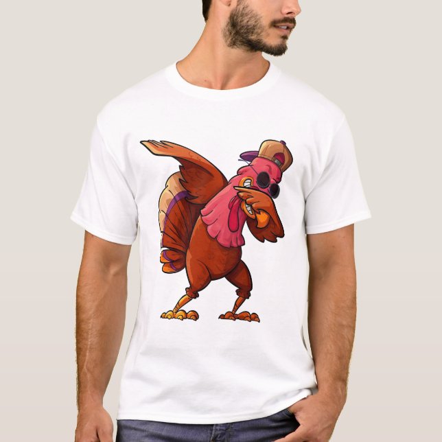 T-shirt Dabbing Turquie Thanksgiving Shirt - Drôle pèlerin (Devant)