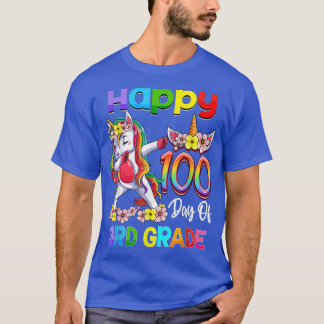 T-shirt Dabbing Unicorn 100e Jour De L'École 3e Année Fill