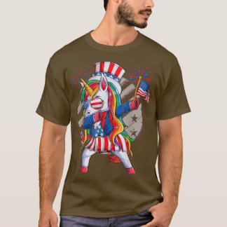 T-shirt Dabbing Unicorn 4 juillet American Girls Wo