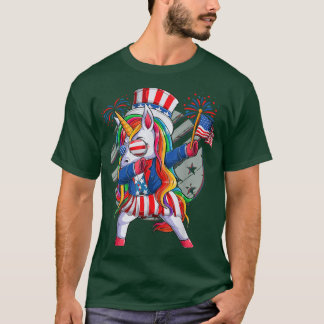 T-shirt Dabbing Unicorn 4 juillet American Girls Wo