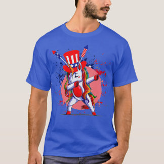 T-shirt Dabbing Unicorn 4 juillet Fête de l'Indépendance A