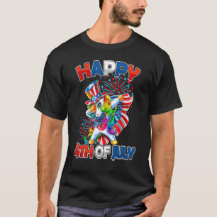 T-shirt Dabbing Unicorn 4 juillet Filles Enfants Femmes Am