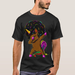T-shirt Dabbing Unicorn Afro cheveux naturels Africain Amé