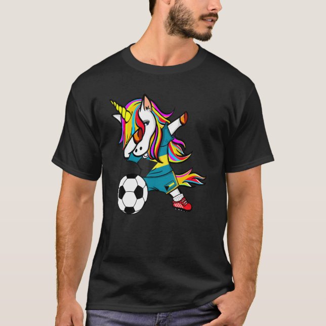 T-shirt Dabbing Unicorn Bahamas Football Drapeau Bahaméen (Devant)