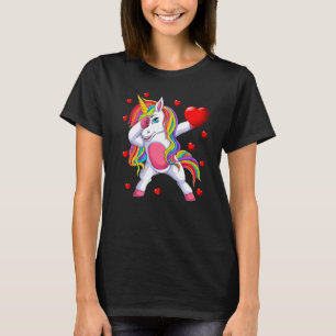 T-shirt Dabbing Unicorn Drôle Femmes Filles Coeur Valentin