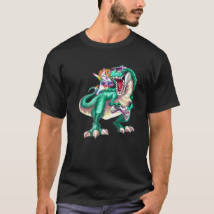 T-shirt Dabbing Unicorn équitation Dinosaur Jeu vidéo