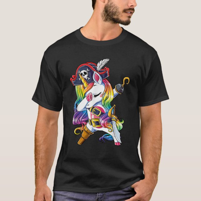 T-shirt Dabbing Unicorn Pirate Jolly roger costume Enfants (Devant)