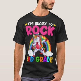 T-shirt Dabbing Unicorn Ready To Rock 3e Grade Tee Back T