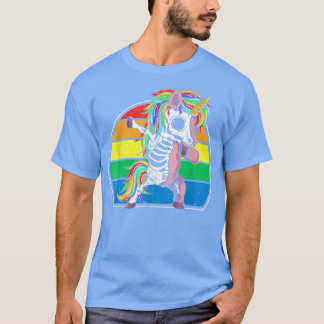 T-shirt Dabbing Unicorn Skeleton Halloween Dab Danse effra