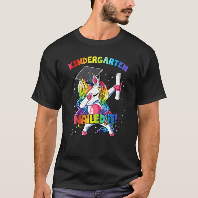 T-shirt Dabbings Unicorn Kindergarten L'A Nourri Dernier J (Devant)