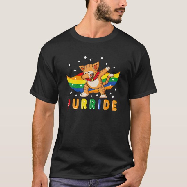 T-shirt Dabed Purride Chat Gay pride Lgb Arc En Ciel Ee (Devant)