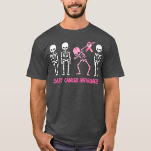 T-shirt Dabeton Squelette rose Ruban Cancer du sein Hallow