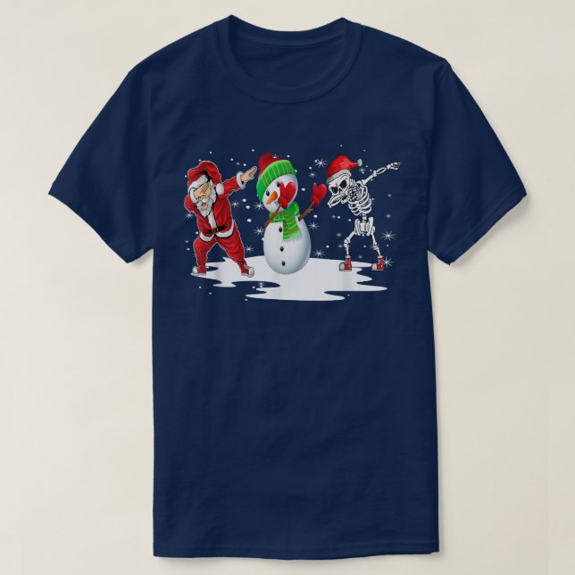 T-shirt Dabing Père Noël Friends Skeleton Snowman Noël P (Design devant)