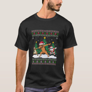 T-shirt Dabing Père Noël Reindeer Bloodhound Dog Tree Lumi
