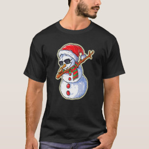 T-shirt Dabing Snowman Santa Chapeau avec lunettes de sole